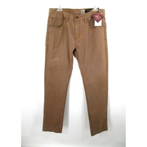 NWT MARC ECKO CUT & SEW Straight Leg "Deadly Denim" Pants Men 32 Brown Mid Rise